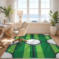thumbnail image 3 of Design&I 5'x7' Washable Area Rug Flatweave & Daily Traffic Ready Sport With Centered Emblem And Fairway Stripe Border Golf Ball Refined for Guest Room, Lounge, Apartment, 3 of 7