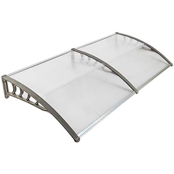 Outvita Window Awning Door Canopy 77"x35.4", Polycarbonate Cover Front Door Outdoor Patio Awning Canopy UV Rain Snow Sunlight Protection Hollow Sheet, Clear Board & Grey Bracket