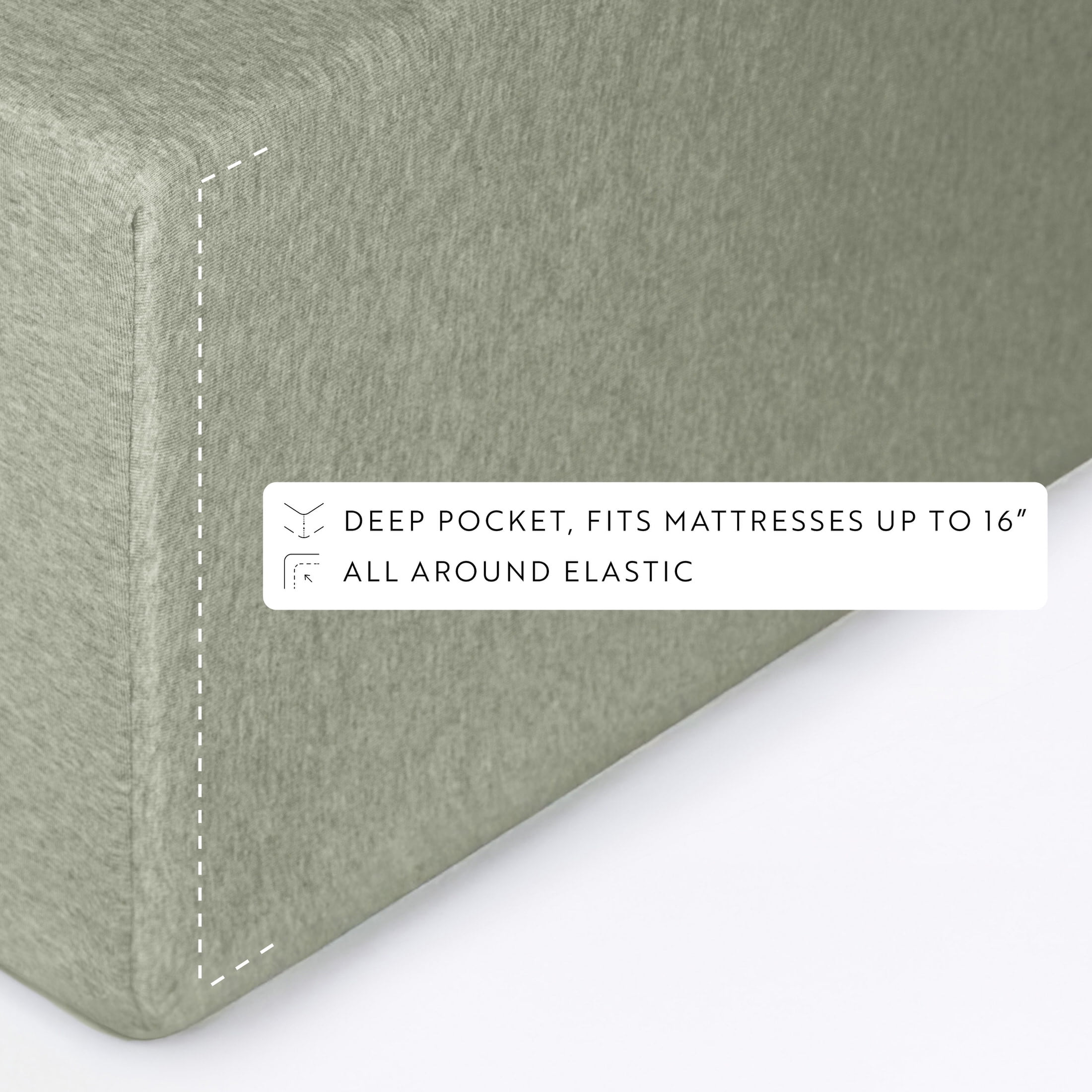 Noble Linens 4 Piece Jersey Knit 100% Cotton Sheet Set, Sage, TwinXL