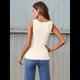thumbnail image 5 of Camiseta Sin Mangas de Punto Acanalado Informal con Cuello Cuadrado de Verano para Mujer, Color , Talla XL, 5 of 6