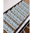 thumbnail image 3 of Green Grey Morocco Pattern Stair Treads for Wooden Steps Indoor Runner Rug Carpet, Turquoise Modern Moroccan Geometric 7 Pieces Peel and Stick Staircase Step Treads Covers Washable Door Mats 30"x8", 3 of 5