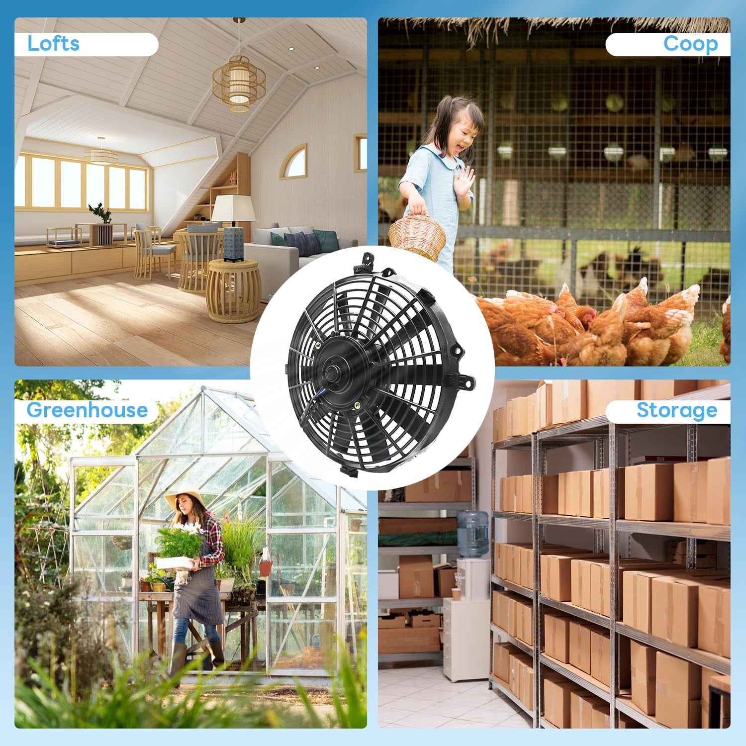 ECO-WORTHY Solar Powered Fan+100W Solar Panel with Pair of 16ft Solar Cable for Chicken Coops, Attic, Greenhouse - DELIVERY in 2 PARCELS
