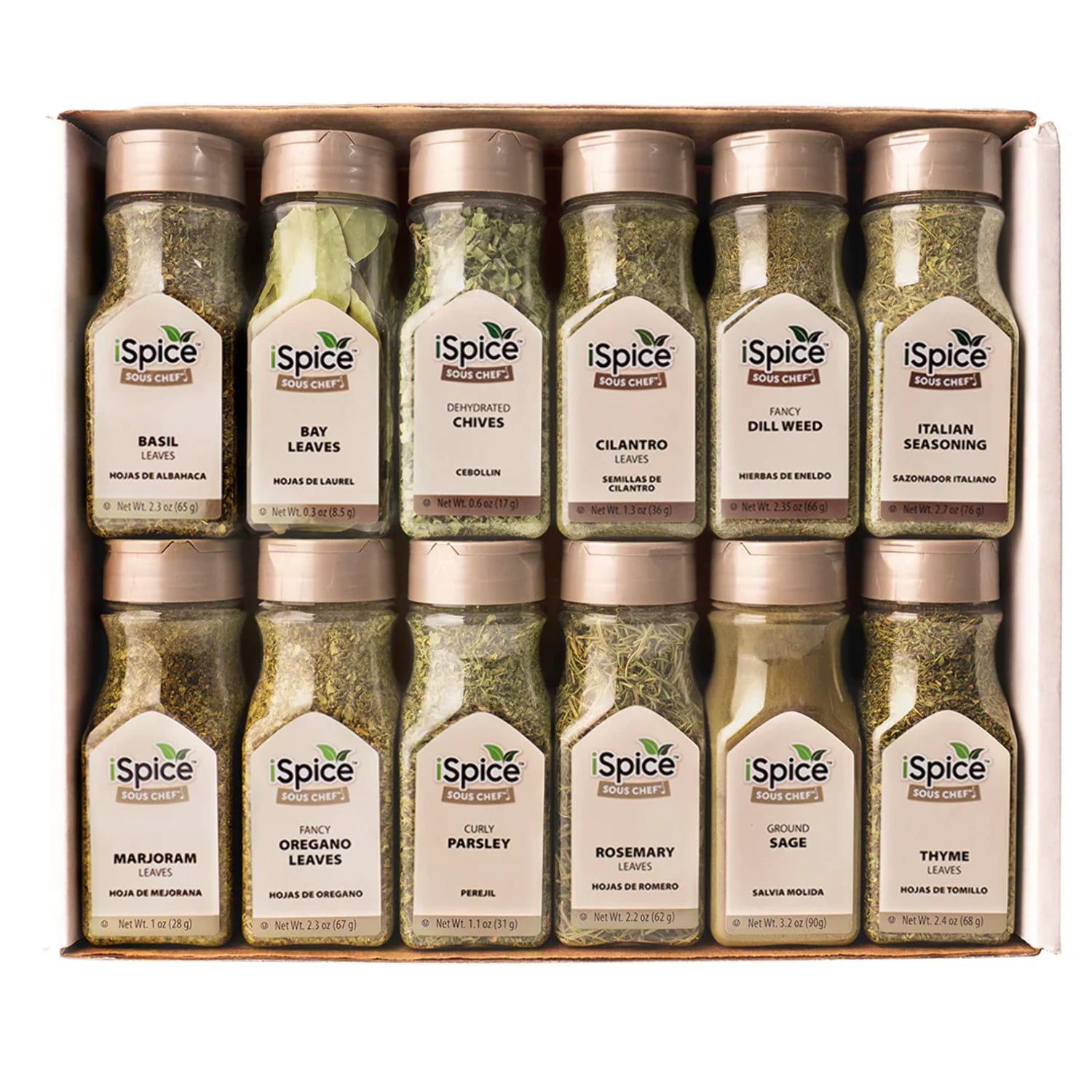 iSpice | 12 Pack of Spice and Herbs | Kitchen Mist | Mixed Spices & Seasonings Gift Set | Kosher