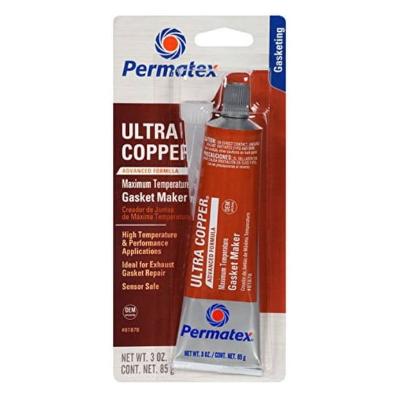 Permatex 81878 Ultra Copper Maximum Temperature RTV Silicone Gasket Maker, 3 oz. Tube