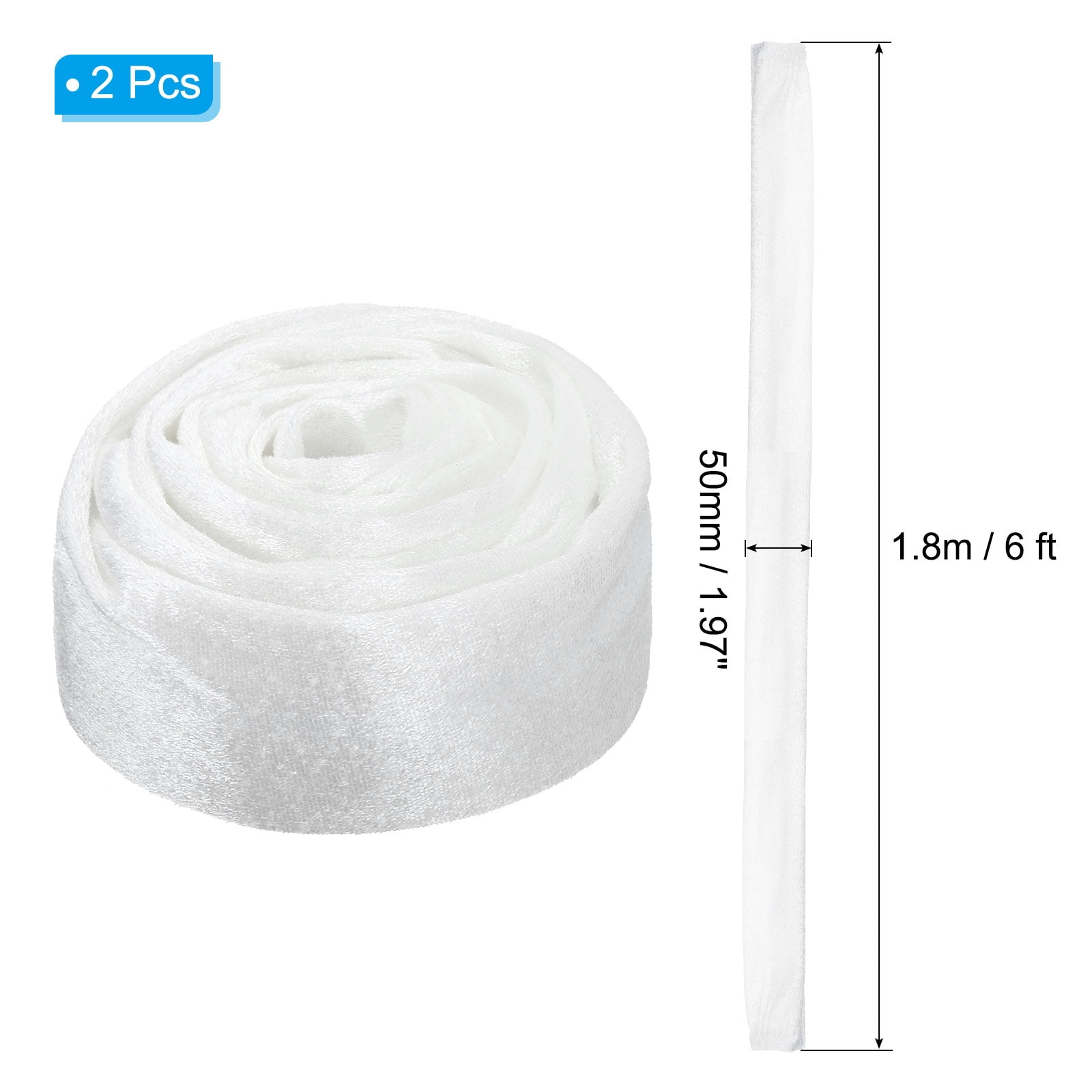 Uxcell 6Ft Chandelier Chain Cord Cover, 2 Pcs Velvet Cloth Fabric Chain Sleeve for Chandelier, Wires Swing, Cable, White