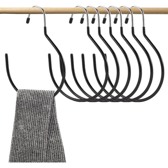 7 pcs Non-Slip Tie Hanging Hooks Scarf Hanger Space Saving Belt Hanger Closet Accessories Belt Organizer Closet Organization for Cloths Bags Ties Black Black