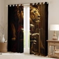 thumbnail image 2 of Feelyou Gold Lion Kids Black Out Curtains, Retro Western Warrior Curtains Pack of 2 (42x63 Each), Mystic Wildlife Animal Bedroom Curtains, Blackout Curtains Bedroom Decor, 2 of 6