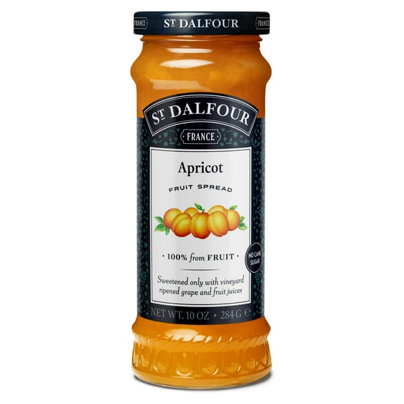 St Dalfour Apricot Fruit Spread, 100% from Fruit, Vegan & Gluten Free, 10 oz Jar