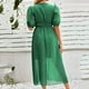 thumbnail image 4 of Vestido de Verano de Manga Corta para Mujeres de Moda Cómodo Vestido de Cuello en V de Color Sólido, Poliéster, 4 of 7