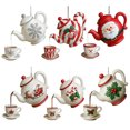 thumbnail image 2 of Dserhfy Christmas Teapot Ornament Holly Vintage Tea Cups And Pot Set Xmas Tree Hanging Ornaments 2D Acrylic Teapot Decor with Pouring Tea Effect for Tree Decor, 2 of 8