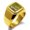 Gold, variant on Stainless Steel Letter E Initial Floral Box Monogram Engraved Engraved Square Flat Top Biker Style Polished Signet Ring