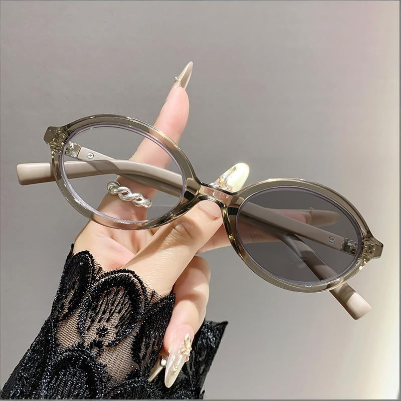 Cat Eye Reading Glasses for Women with Light Sensitive Photochromic Lenses Blue Light Blocking Readers PC Frame, grey, 1.0x