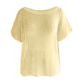 thumbnail image 6 of UDAUDU Women's Sheer Mesh Knit Cover Up Top Short Sleeve See-Through Blouse Casual Loose Beach Crochet Hollow Out Tee Yellow L, 6 of 7