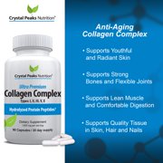 Collagen Peptide Pill - Types I, II, III, V, X - Anti-Aging - Premium Collagen Supplements & Collagen Pills - Hydrolyzed Protein Pills for Women & Men 1800 mg for Youthful Skin