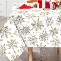 Christmas Winter Tablecloth Gold Silver Snowflake Table Cloth Washable Snowflake Table Cover for Xmas Winter Holiday Party Picnic Dining Table Decoration, 60 x 102 Inch