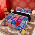 thumbnail image 2 of Erosebridal Colorful Mandala Full Size Comforter Sets for Girls, Bohemian Blossoms Bedding Sets, Black Reversible 3 Pieces, 1 Comforter and 2 Pillowcases, 2 of 6