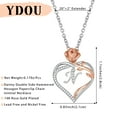 thumbnail image 5 of Ydou Rose Heart Initial Necklace for Women, 14K White Gold Plated Love Heart Letters with Rose Flower Pendant Necklace for Women, 5 of 9