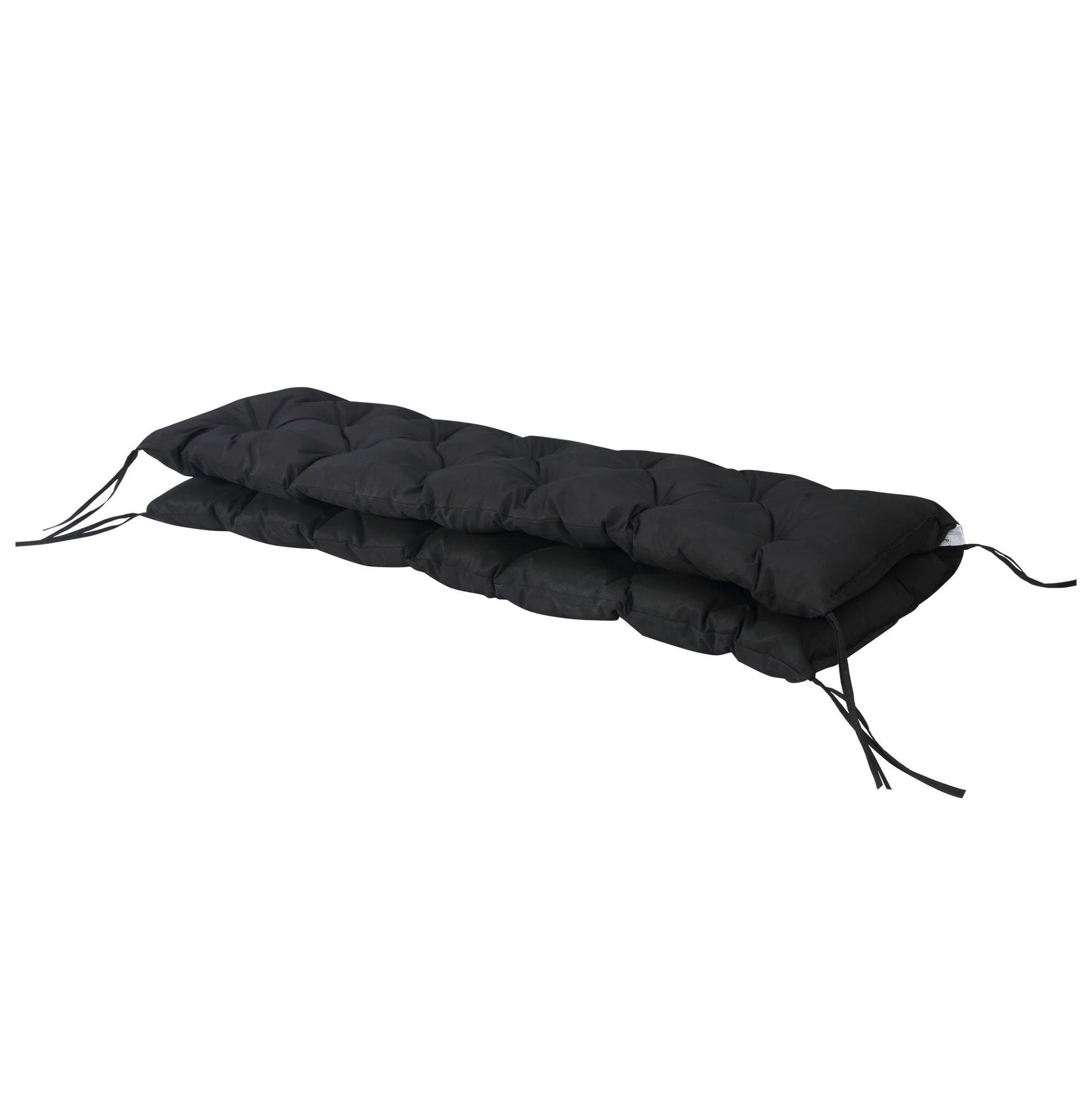 3-Seater Bench Cushion Outdoor Swing Replacement Pad - Black Patio Furniture Cushions with Backrest & Ties