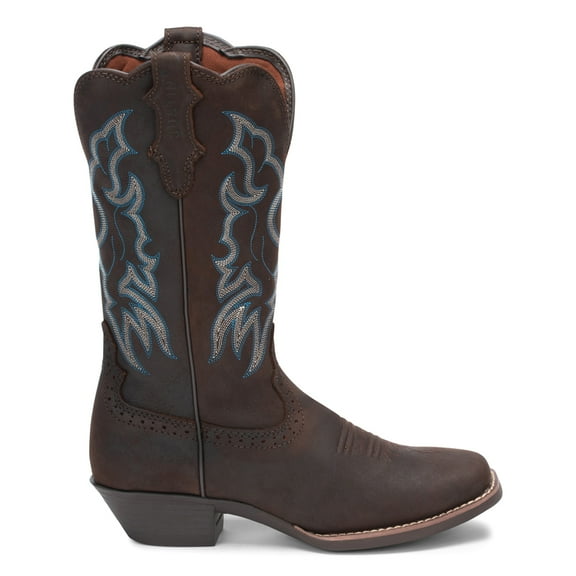 Justin Boots Womens Brandy Embroidered Square Toe Cowboy Mid Calf Boots