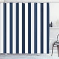 thumbnail image 1 of Rideau de Douche Graphique à Rayures Bleu Marine et Blanc Classique, Tissu Polyester Imperméable Moderne, Décor Élégant et Durable pour Toute Salle de Bain, Comprend des Crochets (72"x72), 1 of 6