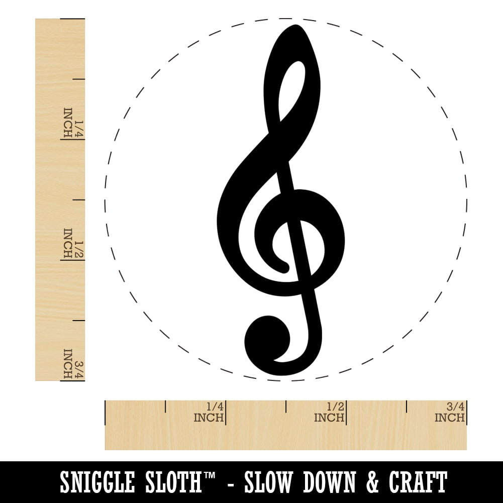 Treble Clef Music Self-Inking Rubber Stamp Ink Stamper - Black Ink - Small 3/4 Inch