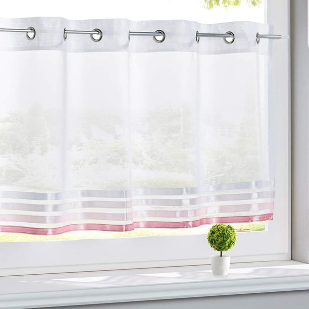 Cortina Corta Para El Tratamiento De Con Cenefa En La Mitad De Para Oficina , 18 ", De Ancho Rosa - 45x90cm Macarena Media cortina de ventana