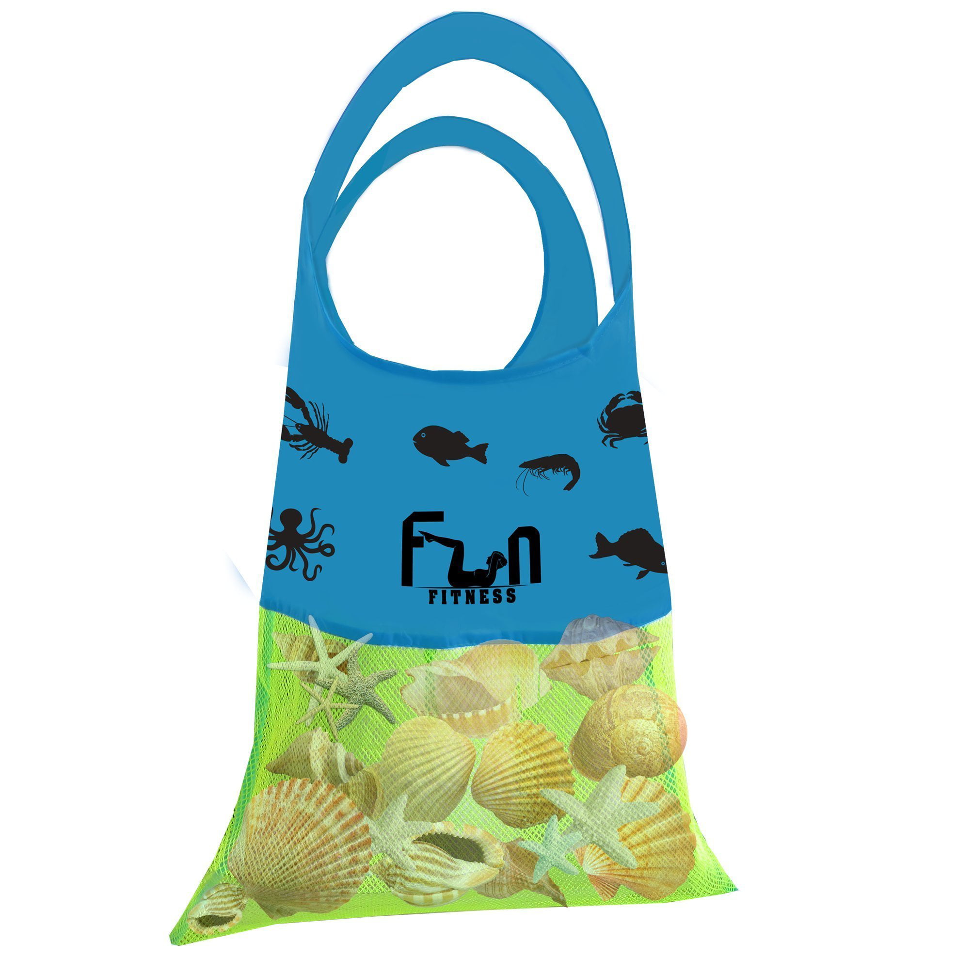 MESH BAG Seashells Beach Towel Go Well with Sand Dipper & Sea Shell Sifter Tool Keep Sand and Water Away Premium Net Tote Perfect for Kid Pool Toy Easy to Carry in Cute Fish Pocket Swimsuit 