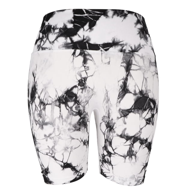 Pantalones cortos de yoga teñido anudado cómodos de talle alto, ajuste delgado, pantalones cortos de yoga para levantamiento de glúteos para mujeres