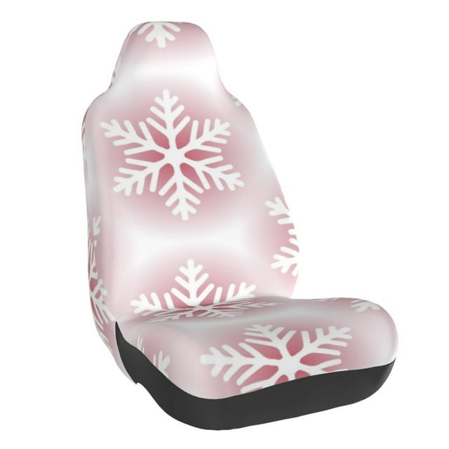 Wukai Christmas Snowflakes Full Set Car Seat Covers with Soft Padding Universal Auto Front Seats Protector and Cushion Mat