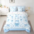 thumbnail image 2 of Homewish Kawaii Bowknot Bedding Comforter Set 7 Pieces for Girls, Black Blue Plaid Full Bedding Set, Hand Drawn Love Hearts Fitted Sheet Flat Sheet, Lightweight Room Decor, 2 of 8