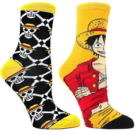 Ripple Junction One Piece Luffy & Skulls 2-Pack Crew Socks