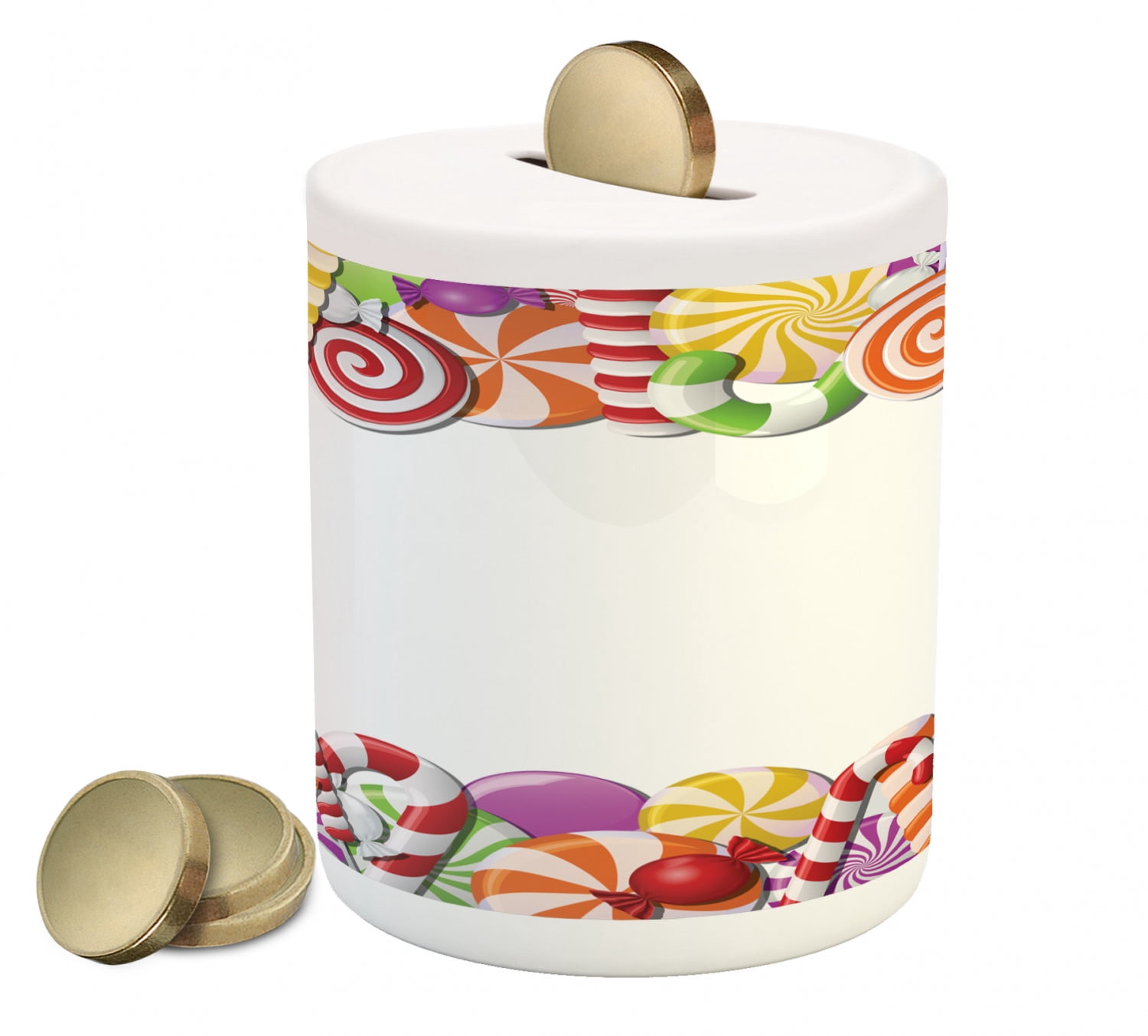 Candy Cane Piggy Bank, Fun Framework with Colorful Cartoon Snacks ...