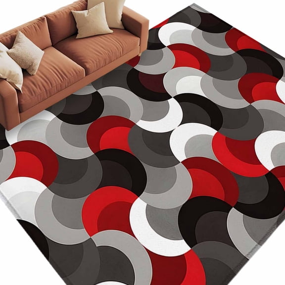 Red Grey Abstract Area Rug 5x7 Washable Rug Non Slip Modern Geometric Ombre Artwork Large Area Rug Soft Stainresistant Indoor Floor Carpet for Living Room Bedroom Home Office Dining Room Nursery