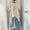 Apricot, variant on Women's Solid Color Minimalist Style Loose Crew Neck Blouse with Adjustable Sleeves & Asymmetric Hem Gray,S