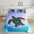 thumbnail image 2 of Feelyou Cartoon Sea Turtle Bedding Comforter Set, Bohemian Blue Damask Flower Twin Comforter Sets, Teens Kids Boys Girls Reversible Bedding Set, Super Cozy Room Decor, 2pcs, 2 of 8