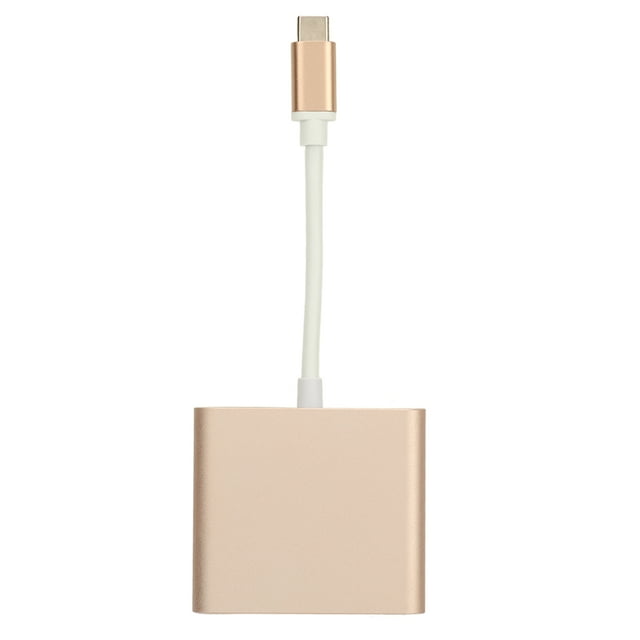 Adaptador multipuerto USB C 3 en 1 Tipo C USB3.0 a salida multimedia HD Hub USB C para tabletas portátiles Dispositivos tipo C Oro rosa