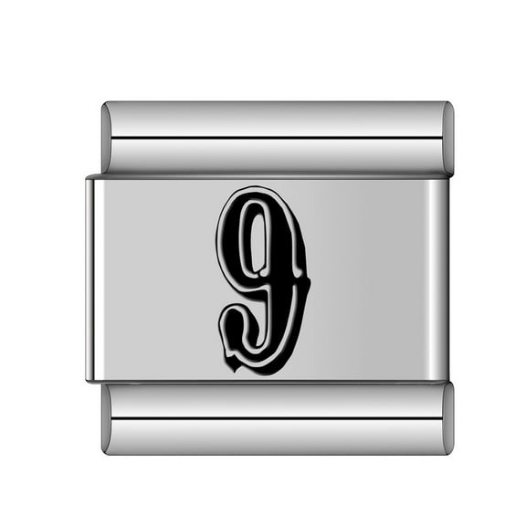 9mm Width Numbers 0 1 2 3 4 5 6 7 8 9 Italian Charm Links Fit Bracelet Stainless Steel Jewelry DIY Making Modular Bangle