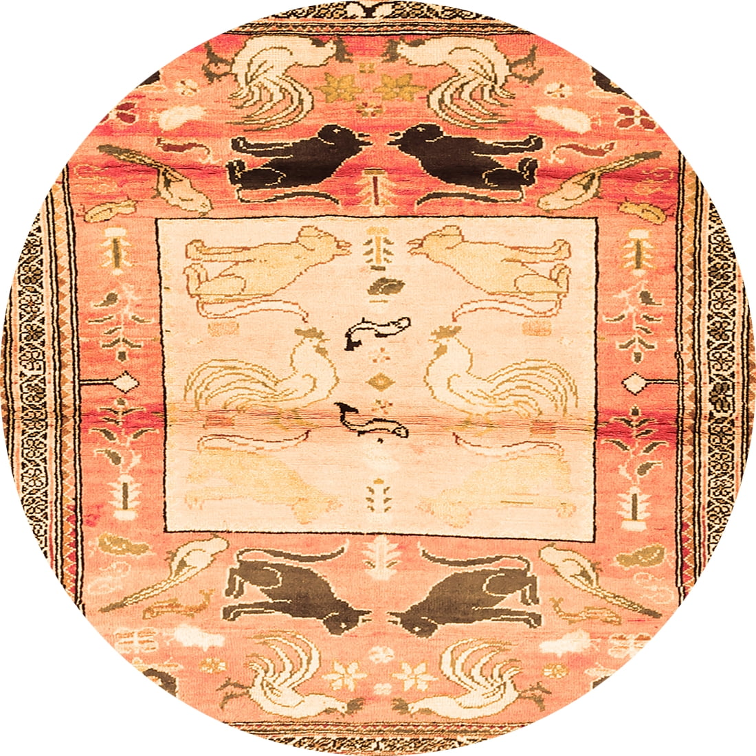 Round Animal Rug Ahgly Company Indoor Round Animal Orange Traditional Area Rugs, 6 ...