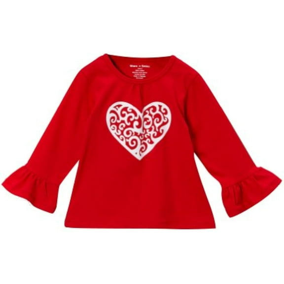 Red Girls Filigree Heart Shirt, Size 2