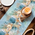 thumbnail image 3 of Beach Coastal Blue Table Runner 60 Inches, Nautical Shell Starfish Coral Summer Bed Runner Dresser Scarves Tabletop for Indoor Outdoor Parties/Ceremony/Banquet, 13" x 60", 3 of 8