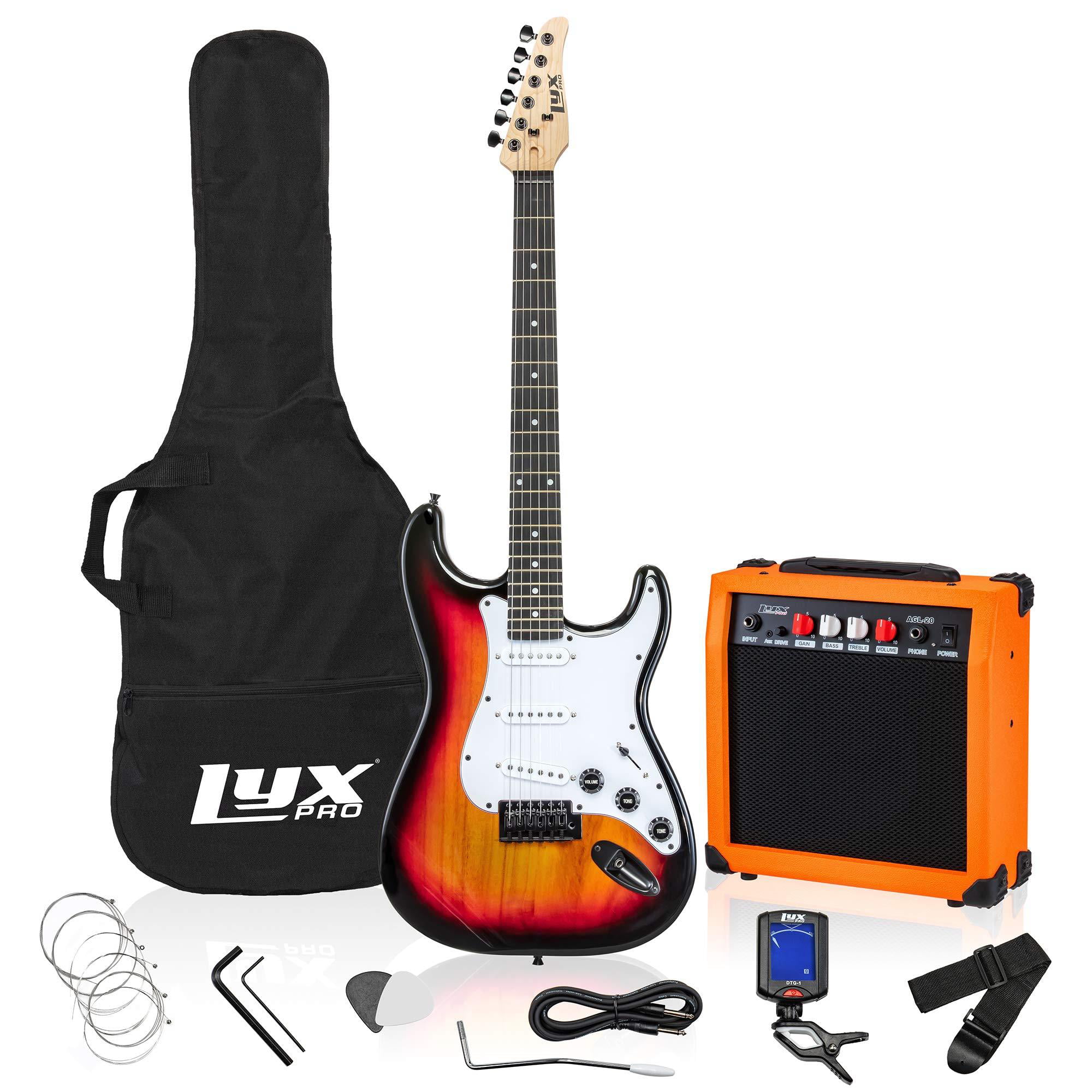 LyxPro Electric Guitar Package Complete Kit With 20 Watt AMP, Sunburst