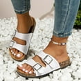 thumbnail image 2 of Women's Beach Slip on Sandals 2025 Summer Casual Buckles Wide Open Toe Cork Footbed Flats Slippers for Women, 2 of 6