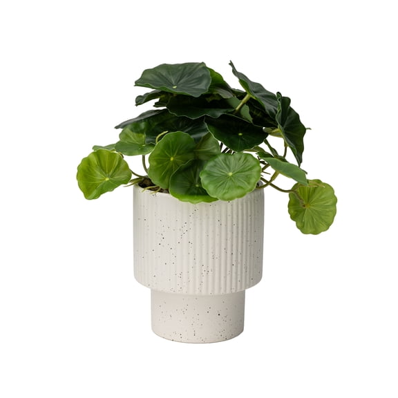 Mainstays Artificial Money Plant in Ribbed Speckled Ceramic Pot, 9.5"