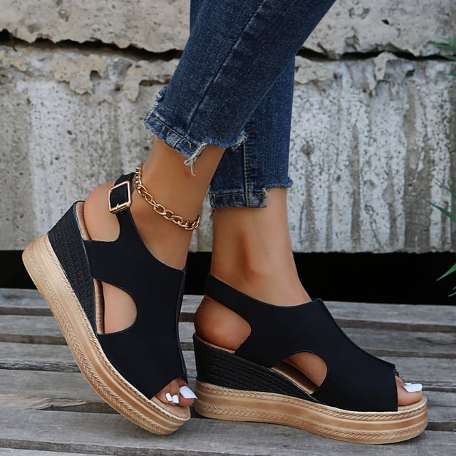 DPTALR Sandals For Women Dressy Summer Womens Slingback Open Toe Wedges High Heels Beach Sandals