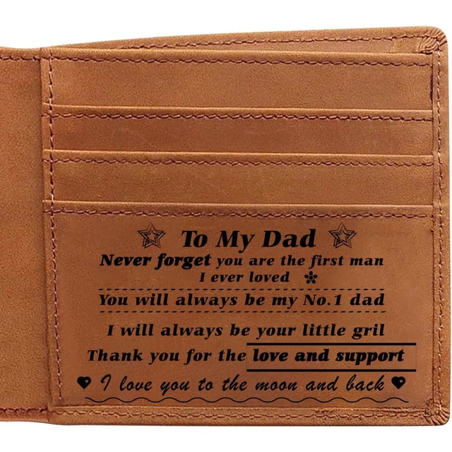 Carteras de padre - Cartera de hombre de cuero grabada personalizada - Regalo único personalizado para papá como regalo de aniversario, cumpleaños, Navidad y día del padre, Style2 sincero electrónico