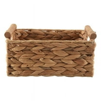 Small Wicker Baskets for Organizing Bathroom, Hyacinth Baskets for Storage, Wicker Storage Basket with Wooden Handle