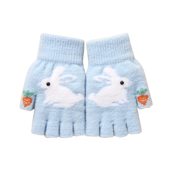 IMENGL Gloves for Women Soft Half Finger Ladys Autumn and Winter Thickened Warm and Cold Proof Knitted Open Finger Comfy Women's Work Gloves,Multicolor