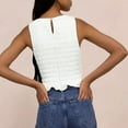 thumbnail image 5 of Usmixi Womens Tank Tops Sexy Elastic Waist Slim Fit Ruffle Hem Going out Tank Tops Summer Fashion Solid Round Neck Sleeveless Shirts Blouse White XL, 5 of 7