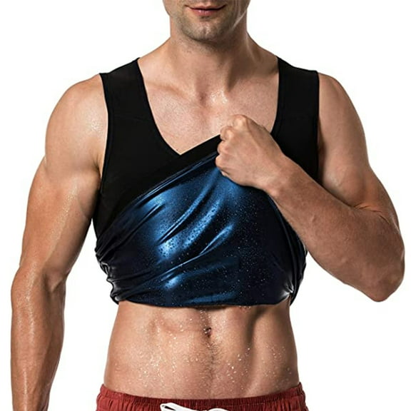 Men's Heat Trapping Pullover Sweat Enhancing Vest Sauna Weigt Loss Tank Top Workout Shirt Shapewear Waist Trainer Girdle