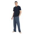 thumbnail image 2 of GLOBAL Men's Short Sleeve Pajama Sets Knit Soft Top & Woven Pajama Pants Sleepwear Elastic Waistband PJs S-XXL, 2 of 6